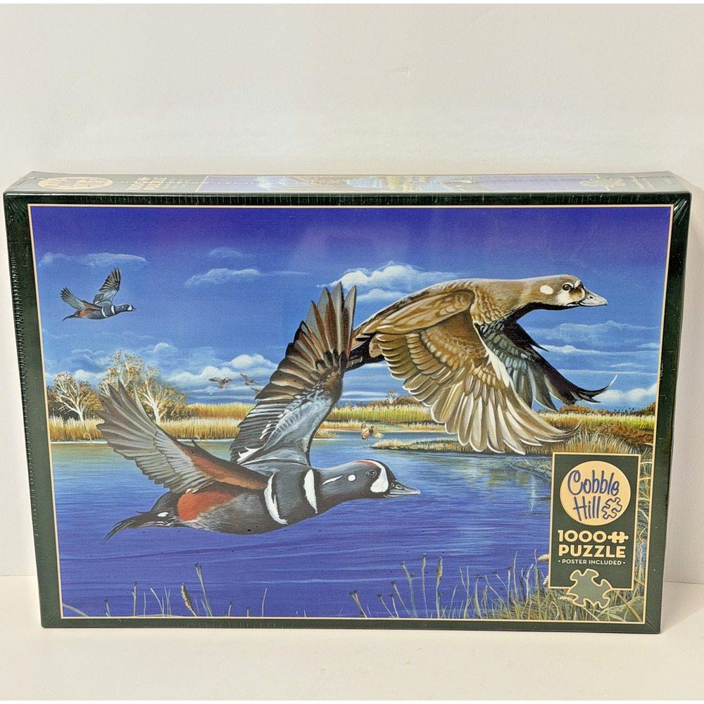 Cobble Hill 80165 1000 pc Harlequin Romance Ducks Puzzle Rustic Cabincore